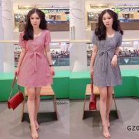 ราคา TW13354 เดรสชิโนริผูกเอว (7648016852)