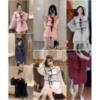 ราคา TW11825 เดรสชีฟองแขนยาวแต่งผูกเชือกดำ สายเดี่ยวซับใน (7536796090)