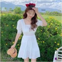 ราคา TW13836 เดรสลูกไม้คอเหลี่ยมแขนตุ๊กตา (6857623201)