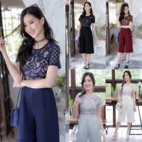 ราคา จั้มสูทลูกไม้ทรงขาบาน 6 ส่วน TW1620 (6841907939)