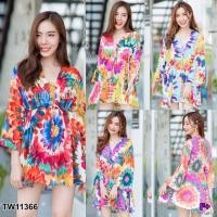 ราคา TW11366 เดรสมัดย้อมแขนยาว (6637446297)