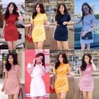 ราคา TW8942 เดรสคอกลมเว้าเอว (6449520480)