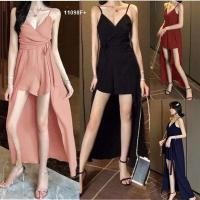 ราคา TW11098 Jumpsuit สายเดี่ยวขาสั้น แต่งคลุมกระโปรง (6335133356)
