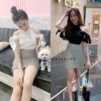 ราคา TW10735 เดรสผูกโบว์ไหล่กระโปรงชิโนริ (6267730032)