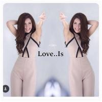 ราคา TW11738 Jumpsuit จั้มสูทขายาวดีไซน์ตัดขอบด้วยสีดำ ด้านหน้าไขว้เว้าเอว (6062296345)