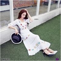 ราคา TW8105 แม็กซี่เดรสพิมพ์ดอกแต่งลูกไม้ (6036938756)