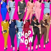 ราคา TW2754 Set 2ชิ้น เสื้อคอวีแขนสั้น กางเกงขายาว (5291495245)
