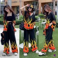 ราคา TW14841 Set 3 ชิ้น เสื้อเชิ้ตคอปก แขนสั้น กางเกงขายาว หมวกบัคเกตเข้าเซต (4690629160)