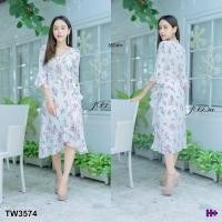 ราคา TW3700 เดรสทรงผูกเชือกไขว้หน้า (4086321813)