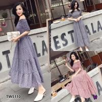 ราคา TW5110 แม็กซี่เดรสปาดไหล่ดอกเล็ก (3734315803)