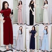 ราคา TW8107 Set 2 ชิ้น เสื้อซีทรูลูกไม้ กางเกงขายาว (3352354360)