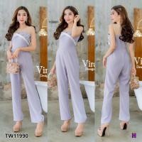 ราคา จั๊มสูทยาวทูโทนอกติดดอก TW11990 (3236577150)