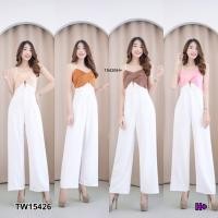 ราคา TW15426 Jumpsuit จั้มสูทสายเดี่ยวขายาว ผูกโบว์หลัง (3054602606)