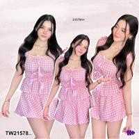 ราคา TW21578 Set 2 ชิ้น เสื้อแขนตุ๊กตา กระโปรงสั้นทรงบอลลูน (29634085944)