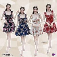 ราคา TW21567 มินิเดรส สายเดี่ยว กระโปรงระบายเล็ก 3 ชั้น (27933677220)