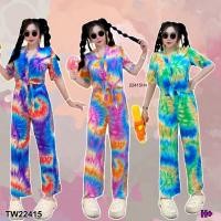 ราคา TW22415 Set 2 ชิ้น เสื้อกระดุมหน้าผูกโบว์ กางเกงขายาว (27682356444)