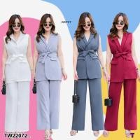 ราคา TW22072 Set 2 ชิ้น สาวอวบ เซทเสื้อ Blazer กางเกงขายาว (26064092709)