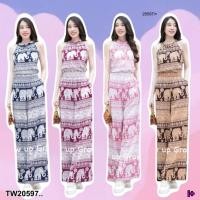 ราคา TW20597 set 2 ชิ้นเสื้อแขนกุด ลายช้าง กางเกงขายาวลายช้าง กางเกงช้าง (25875909477)