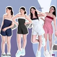 ราคา TW15154 จั้มสูทเกาะอกขาสั้น (17125783649)