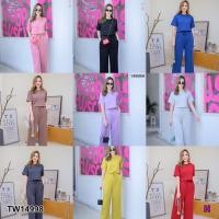 ราคา TW14998 Set สาวอวบ เสื้อครอป แขนสั้น กางเกงขายาว (13110526016)