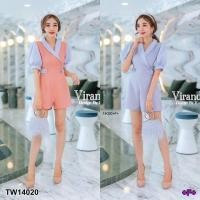 ราคา TW14020 TWINS จั๊มสูทสั้นคอปกแขนพอง (6789464559)