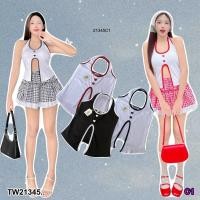 ราคา TW21345 เสื้อคล้องคอ ผ่าหน้า แต่งกระดุมหัวใจ (28165833468)