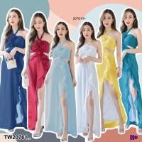 ราคา TW20761 เดรสชีฟอง แต่งกุหลาบสายคล้อง (27502383185)