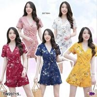 ราคา TW20715 จั้มสูทขาสั้นลายดอก ป้ายด้านหน้า (26710434803)