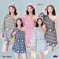ราคา TW19902 มินินเดรสลายช้าง ผ้าผูกผม (25278546155)