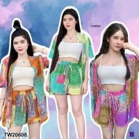 ราคา TW20608 set 3 ชิ้น เสื้อคลุม สายเดี่ยว ใส่คู่กับกางเกง (24426468392)