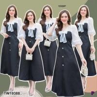 ราคา TW19388 Maxi เดรสยาวแขนมุ้ง (22561556834)