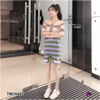 ราคา TW10455เดรสไหมพรมลายทาง (6962254436)