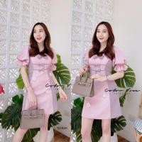 ราคา TW15163 เดรสแขนพองอกติดโบว์ (6878074466)
