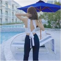 ราคา TW13955 Set 2 เสื้อคอเต่าโชว์หลังผูกโบว์ กางเกงขายาว (6563541866)