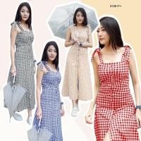 ราคา TW9188 เดรสยาวลายสก็อตผูกไหล่ (5940271542)