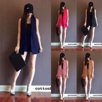 ราคา TW6661 Set เสื้อสูทแขนกุด กางเกงขาสั้น (4867723950)