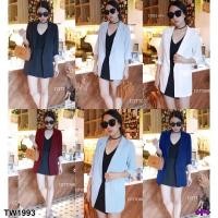 ราคา TW1993 เซต สูท3ชิ้น เสื้อสูท กล้ามคอวี กางเกงทรงป้าย (4257728043)