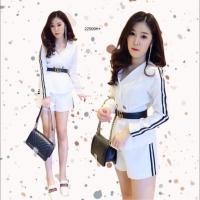 ราคา TW22509 10Dee Set 3 ชิ้น เสื้อแขนแถบ กางเกงแถบข้างขาสั้น สายผูก (43902989995)