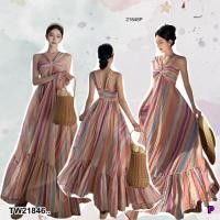 ราคา TW21846 เดรสยาวคัดเลอร์ฟู โชว์ไหล่ ชายต่อระบาย สายคล้องไปด้านหลัง ซิปซ่อนหลัง มีซับใน สีสันสดใสมากๆจร้าา (40461355886)