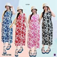 ราคา TW19786 เดรสยาว ทรงปล่อย แขนกุดแอบผ่าหลังนิดๆ (13385646419)