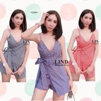 ราคา TW11285 จั้มสูทสายเดี่ยวลายสก็อตป้ายหน้า (3151160833)