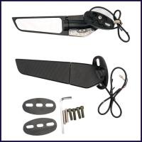 ราคา กระจกรถจักรยานยนต์ Winglets ปรับหมุนกระจกมองข้างพร้อมไฟ LED ดัดแปลงกระจกมองหลังรถจักรยานยนต์ haiotath (52651798750)