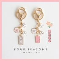 ราคา พวงกุญแจน่ารัก Love Blessing Peach Blossom พวงกุญแจโชคดีอุปกรณ์เสริมตัวอักษรที่กําหนดเองแขวนของขวัญคนรักกระเป๋าจี้ (40005488115)