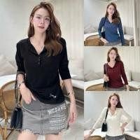 ราคา 124 125 Deezyy เสื้อยืดคอกลมแขนยาว แต่งกระดุมปักDeezyy ผ้าsquare (27919888968)