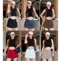 ราคา M2M กระโปรงกางเกงเอวต่ำ 2จีบซิปหน้า ผ้าออดี้ กระโปรงรอบตัว (42668101298)