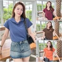 ราคา 022New เสื้อยืดคอบัว แขนขอบ ผ้าCotton supersofeมูจิ (28087628787)