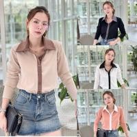 ราคา 140 141 เสื้อยืด คอปกแต่งกระดุม รุ่นDuotone ผ้าCotton supersofeมูจิ (44006668979)