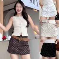 ราคา M2M กระโปรงกางเกงเอวต่ำ ตะขอหน้า 2จีบ ผ้าออดี้ กระโปรงรอบตัว (40463831710)