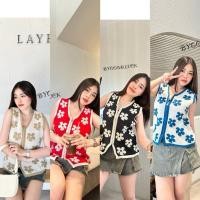 ราคา พร้อมส่ง เสื้อกั๊กซิปไหมพรม สาวอวบ 36 60 นิ้ว ถักลายดอกไม้ คอวี งานสวย งานกระแส ขายดี (25956960347)