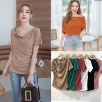 ราคา พร้อมส่ง เสื้อคอถ่วง แขนสั้น ผ้าซีทรู ทรงสวย ใส่สบายไม่ร้อน งานป้าย La dvess 051 (19392148317)